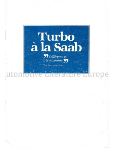 1982 SAAB 900 TURBO A LA SAAB BROCHURE NEDERLANDS