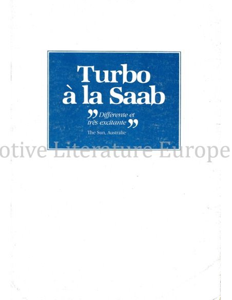 1982 SAAB 900 TURBO A LA SAAB BROCHURE NEDERLANDS