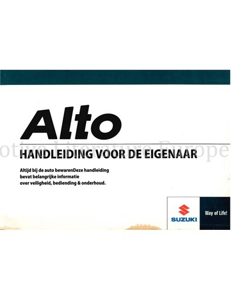 2010 SUZUKI ALTO INSTRUCTIEBOEKJE NEDERLANDS