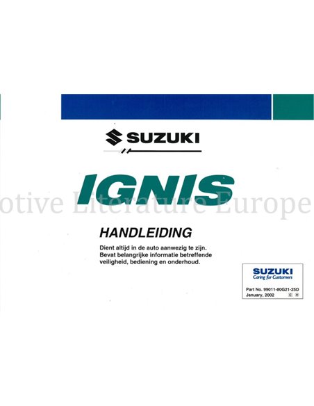 2002 SUZUKI IGNIS OWNERS MANUAL DUTCH