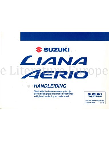 2005 SUZUKI LIANA | AERIO OWNERS MANUAL DUTCH