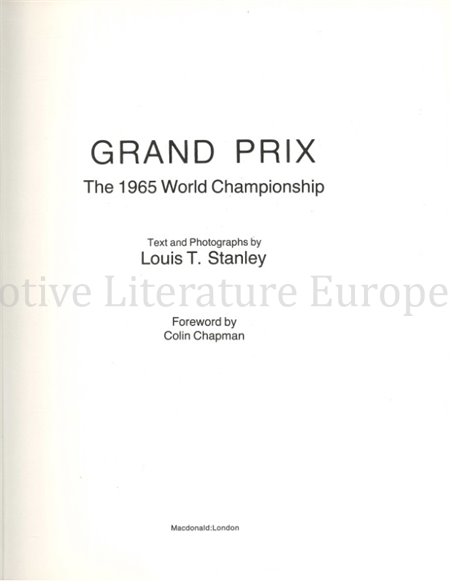 GRAND PRIX, THE 1965 WORLD CHAMPIONSHIP