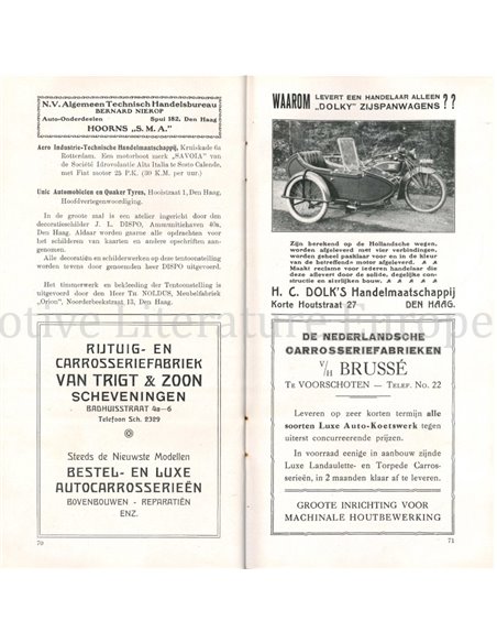 1921, OFFICIËLE CATALOGUS VAN DE NEDERLANDSCHE AUTOMOBIEL TENTOONSTELLING 5 - 12 APRIL 1921
