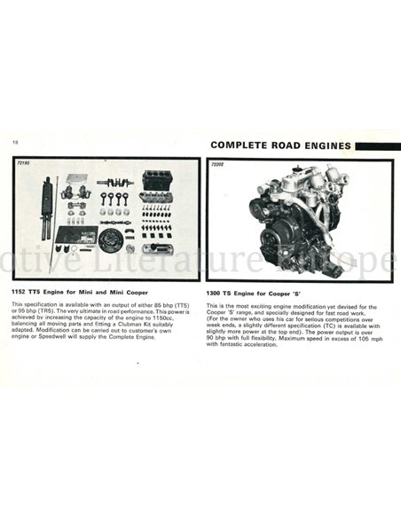 1968 MINI BMC SPEZIALAUSTRÜSTUNG PROSPEKT ENGLISCH