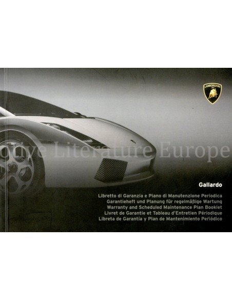2003 LAMBORGHINI GALLARDO COUPE GARANTIE & SERVICE INSTRUCTIEBOEKJE 