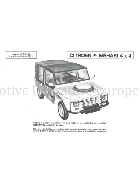 1979 CITROEN MEHARI INSTRUCTIEBOEKJE NEDERLANDS