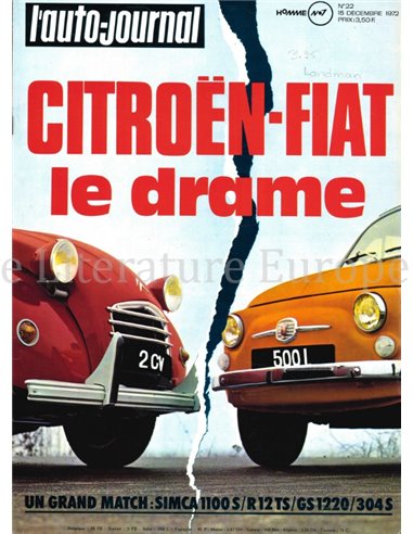 1972 L'AUTO-JOURNAL MAGAZIN 22 FRANZÖSISCH