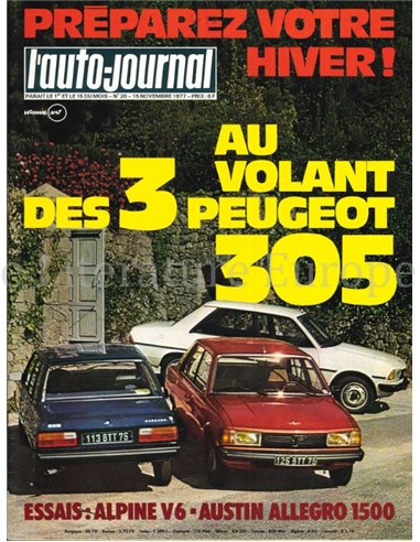 1977 L'AUTO-JOURNAL MAGAZIN 20 FRANZÖSISCH
