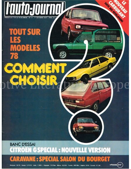 1977 L'AUTO-JOURNAL MAGAZIN 17 FRANZÖSISCH