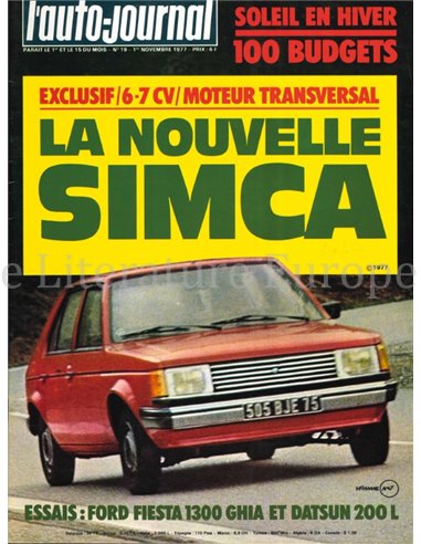 1977 L'AUTO-JOURNAL MAGAZIN 19 FRANZÖSISCH