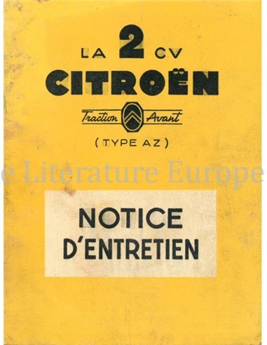 1955 CITROËN 2CV OWNERS MANUAL FRENCH