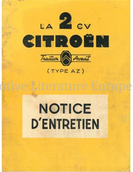 1955 CITROËN 2CV OWNERS MANUAL FRENCH