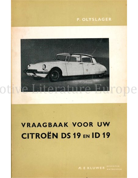 1956 - 1963 CITROEN DS 19 | ID 19 REPAIR MANUAL DUTCH