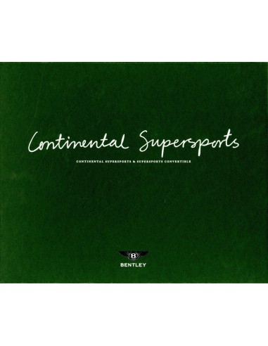 2010 BENTLEY CONTINENTAL SUPERSPORTS KLANTEN BOX / BROCHURE ENGELS