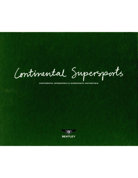 2010 BENTLEY CONTINENTAL SUPERSPORTS KLANTEN BOX / BROCHURE ENGELS