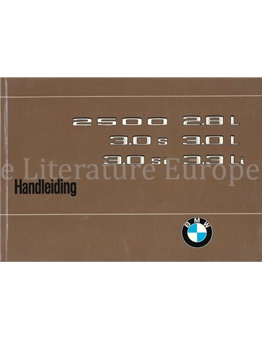 1975 BMW 2500 2800 3000 3.0 S SI BETRIEBSANLEITUNG NIEDERLÄNDISCH