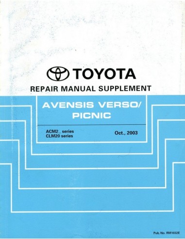 2004 TOYOTA AVENSIS VERSO & PICNIC WERKPLAATSHANDBOEK ENGELS