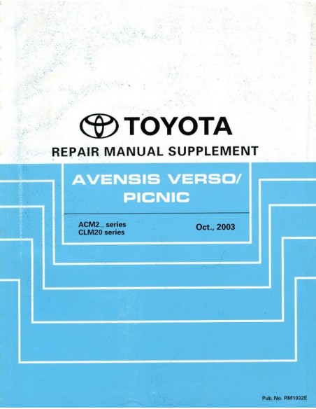 2004 TOYOTA AVENSIS VERSO & PICNIC WERKPLAATSHANDBOEK ENGELS