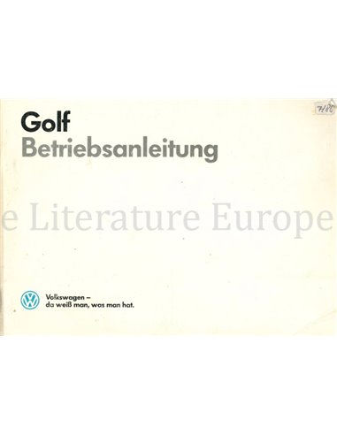 1986 VOLKSWAGEN GOLF INSTRUCTIEBOEKJE DUITS