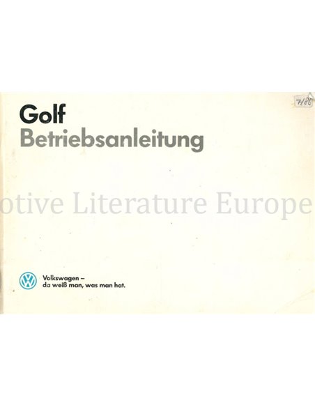1986 VOLKSWAGEN GOLF INSTRUCTIEBOEKJE DUITS