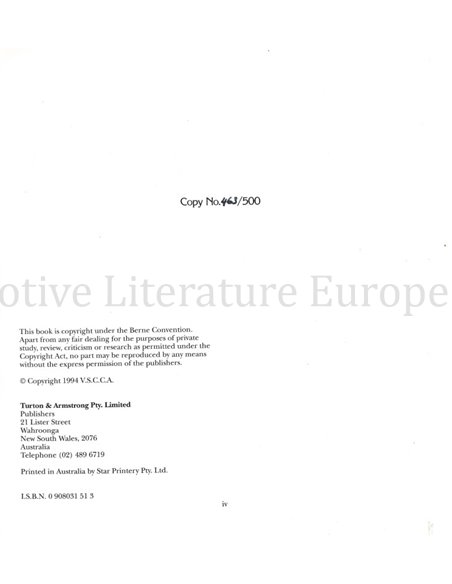 FIFTY YEARS OF THE VINTAGE SPORTS CAR CLUB OF AUSTRALIA 1944 - 1994  (LIMITED 463/500) 