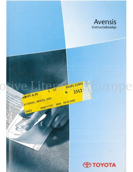 2002 TOYOTA AVENSIS OWNERS MANUAL DUTCH