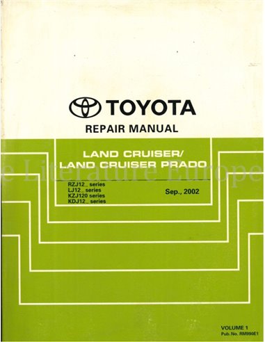 2002 TOYOTA LAND CRUISER | PRADO WERKPLAATSHANDBOEK ENGELS