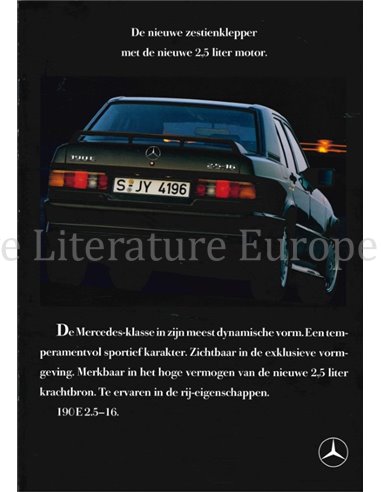 1988 MERCEDES BENZ 190E 2.5-16 BROCHURE DUTCH