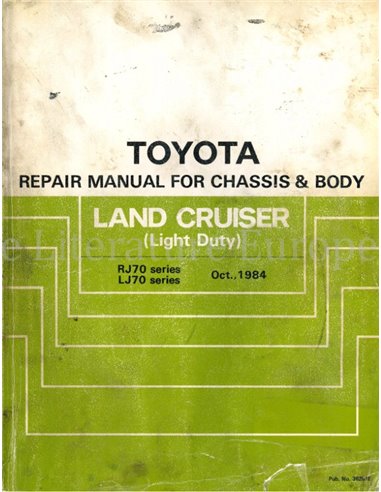 1984 TOYOTA LAND CRUISER LIGHT DUTY FAHRWERK & KAROSSERIE WERKSTATTHANDBUCH ENGLISCH