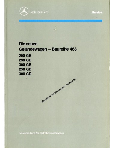 1991 MERCEDES BENZ G CLASS W463 WERKSTATTHANDBUCH NIEDERLÄNDISCH