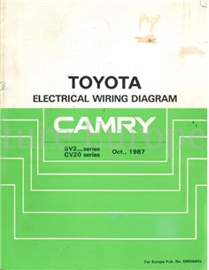 1987 TOYOTA CAMRY ELECTRISCHE SCHEMA WERKPLAATSHANDBOEK ENGELS