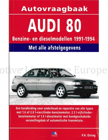 1991-1994 AUDI 80 BENZIN DIESEL REPARATURANLEITUNG NIEDERLÄNDISCH