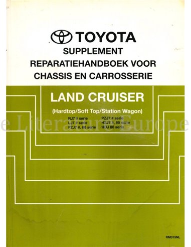 1993 TOYOTA LAND CRUISER CHASSIS & BODY (SUPPLEMENT) WORKSHOP MANUAL DUTCH