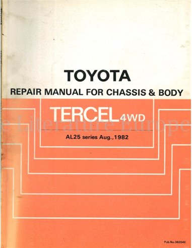 1982 TOYOTA TERCEL 4WD CHASSIS & BODY WORKSHOP MANUAL ENGLISH