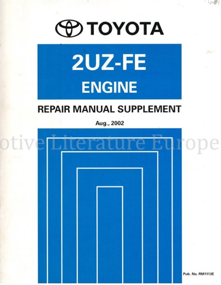 2002 TOYOTA LANDCRUISER 2UZ-FE ENGINE (SUPPLEMENT) WORKSHOP MANUAL ENGLISH