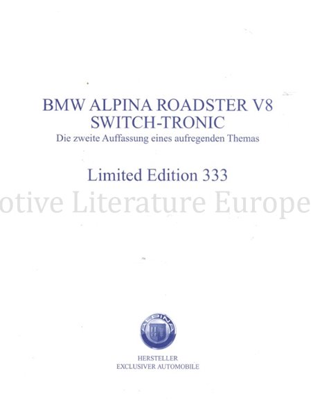 2002 BMW ALPINA RANGE BROCHURE GERMAN