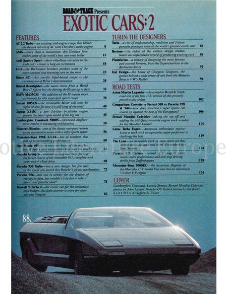 1984 ROAD AND TRACK PRESENTS EXOTIC CARS NR.2, MAGAZIN ENGLISCH