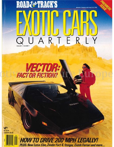 1990 ROAD AND TRACK EXOTIC CARS QUARTERLY VOL.1, NR.1, MAGAZINE ENGELS
