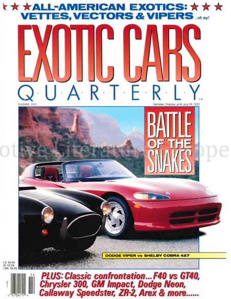 1990 ROAD AND TRACK EXOTIC CARS QUARTERLY VOL.1, NR.1, MAGAZINE ENGELS