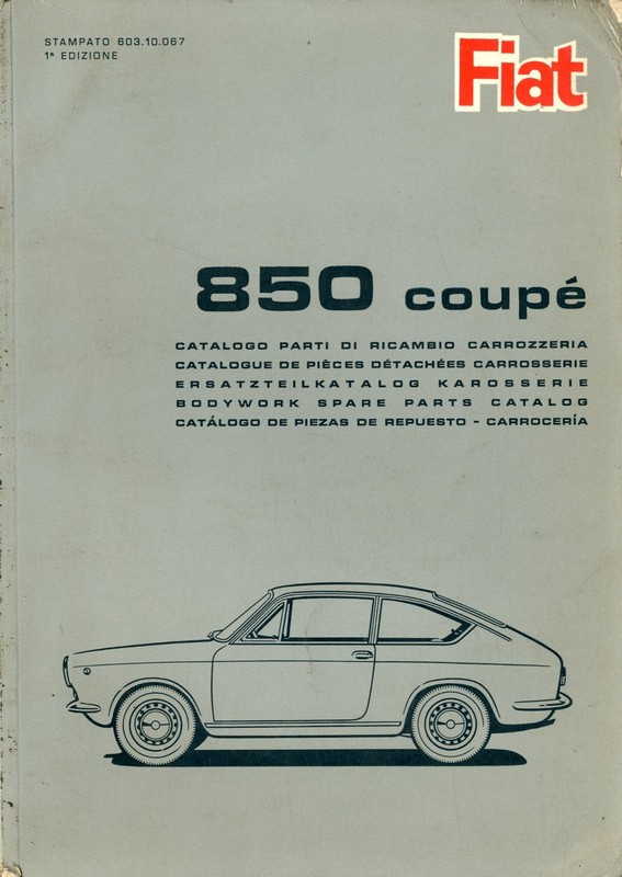 1965 FIAT 850 COUPE SPARE PARTS BODYWORK CATALOG