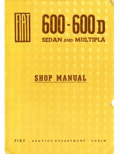 1963 FIAT 600 / 600D SEDAN & MULTIPLA WERKPLAATSHANDBOEK ENGELS