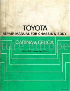 1981 TOYOTA CELICA | CARINA FAHRWERK & KAROSSERIE WERKSTATTHANDBUCH ENGLISCH
