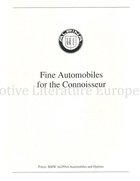 1994 BMW ALPINA PROGRAMMA BROCHURE ENGELS
