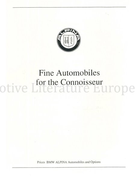1994 BMW ALPINA RANGE BROCHURE ENGLISH