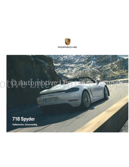 2020 PORSCHE 718 SPYDER HARDCOVER PROSPEKT DEUTSCH