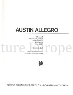 1973 - 1977 AUSTIN ALLEGRO,REPAIR MANUAL DUTCH 2