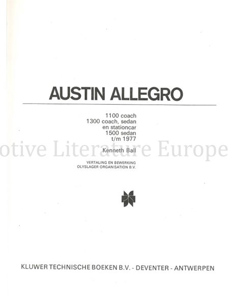 1973 - 1977 AUSTIN ALLEGRO,  REPARATURANLEITUNG NIEDERLÄNDISCH