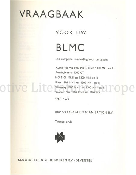 1967 - 1972 BLMC 1100 | 1300 REPAIR MANUAL DUTCH