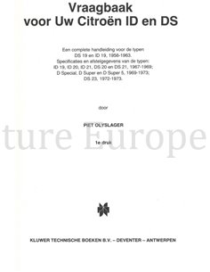 1956 - 1973 CITROËN DS EN ID, REPAIR MANUAL DUTCH 2