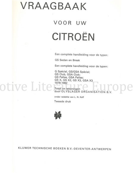 1978 - 1982 CITROËN GS | GSA VRAAGBAAK NEDERLANDS